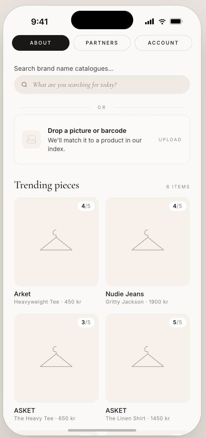 Emelie app landing screen